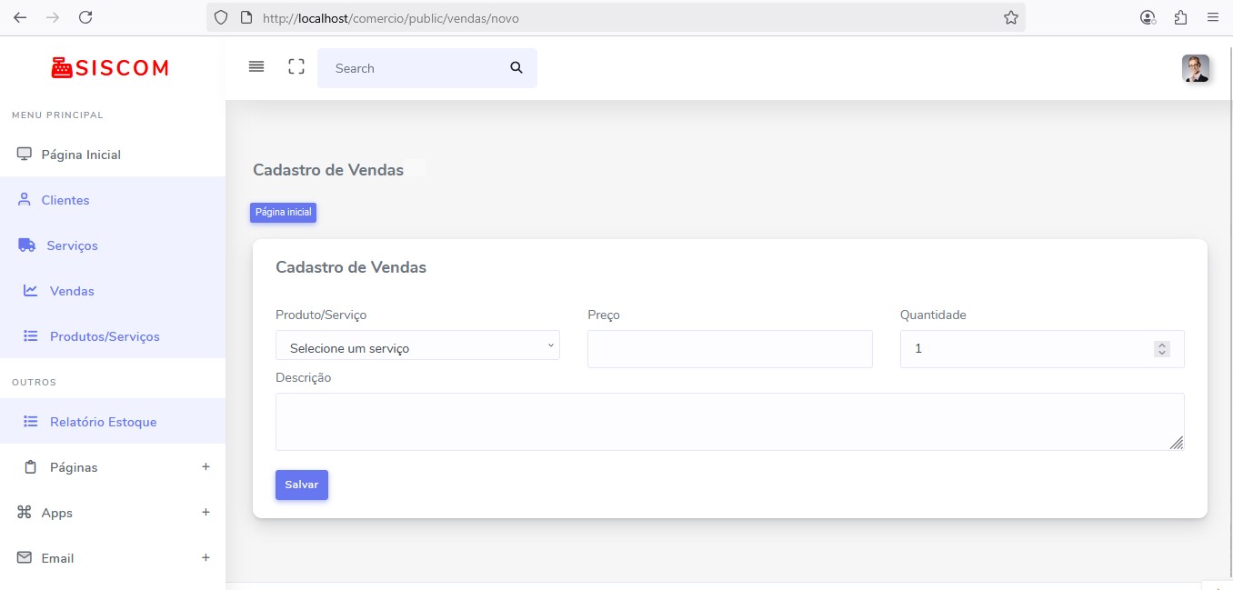 principal Siscom - Sistema comercial em PHP e Codeigniter